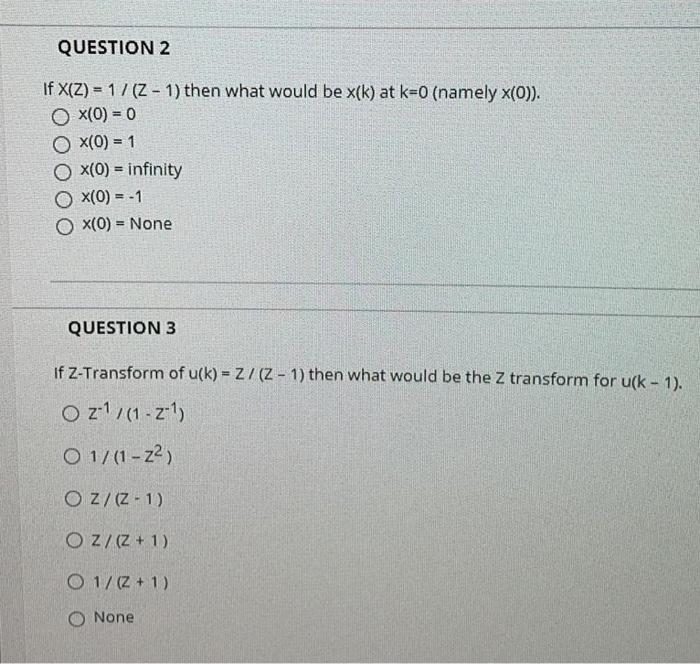 Solved Question 2 If X Z 17 Z 1 Then What Would Be Chegg Com