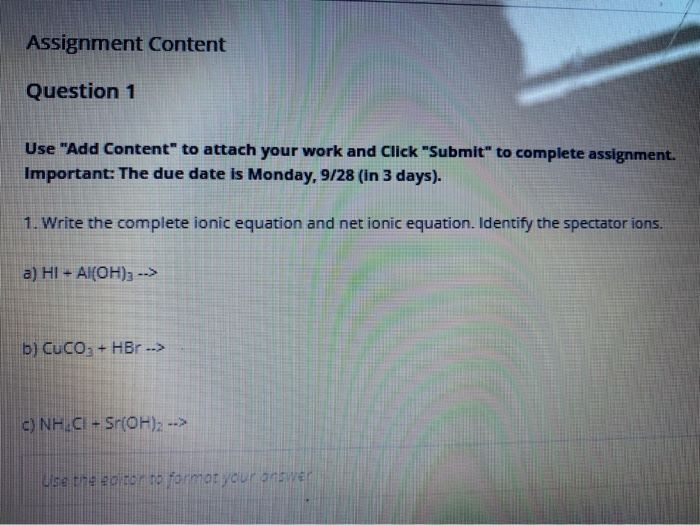 Solved Assignment Content Question 1 Use "Add Content" to | Chegg.com