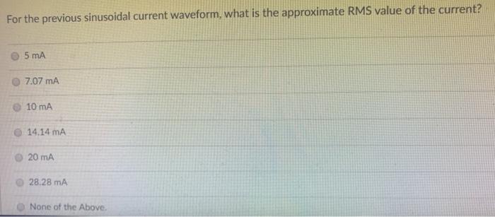 Solved Consider the following sinusoidal current waveform: | Chegg.com