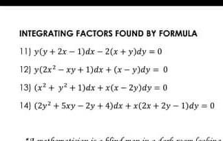 Solved Integrating Factors Found By Formula 11 Y Y 2x Chegg Com