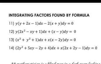 Integrating Factors Found By Formula 11 Y Y 2x Chegg Com