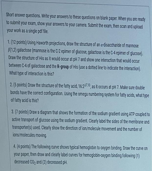 Solved Short answer questions. Write your answers to these | Chegg.com