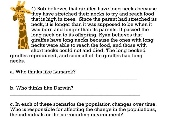 Solved 4) Bob believes that giraffes have long necks because | Chegg.com