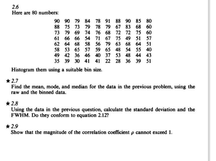 Solved 2.6Here are 80 ﻿numbersHistogram them using a