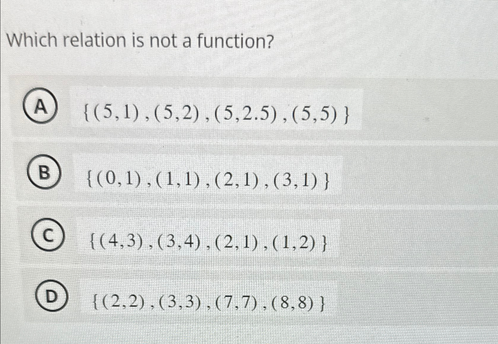Solved Which relation is not a | Chegg.com