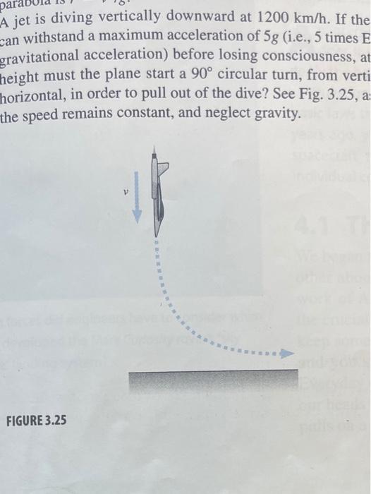 Solved A jet is diving vertically downward at 1200 km/hr. If | Chegg.com