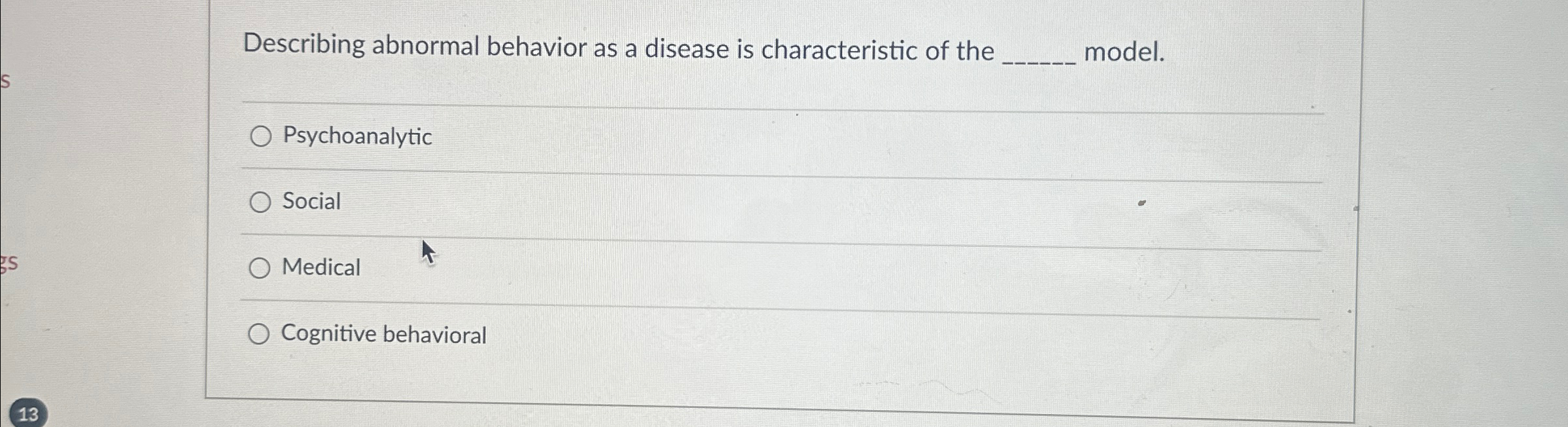 Solved Describing abnormal behavior as a disease is | Chegg.com