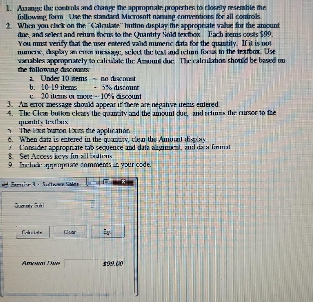 Solved a 1. Arrange the controls and change the appropriate | Chegg.com