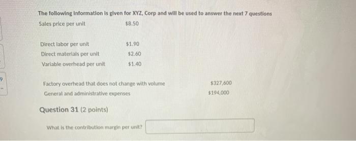 Solved The Following Information Is Given For XYZ, Corp And | Chegg.com