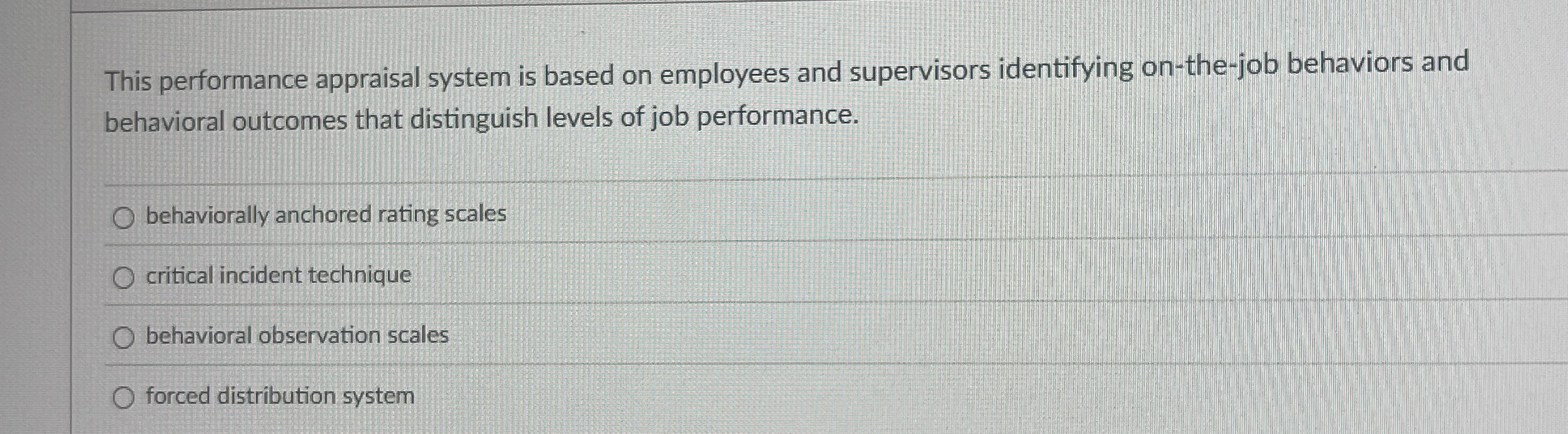 Solved This performance appraisal system is based on | Chegg.com