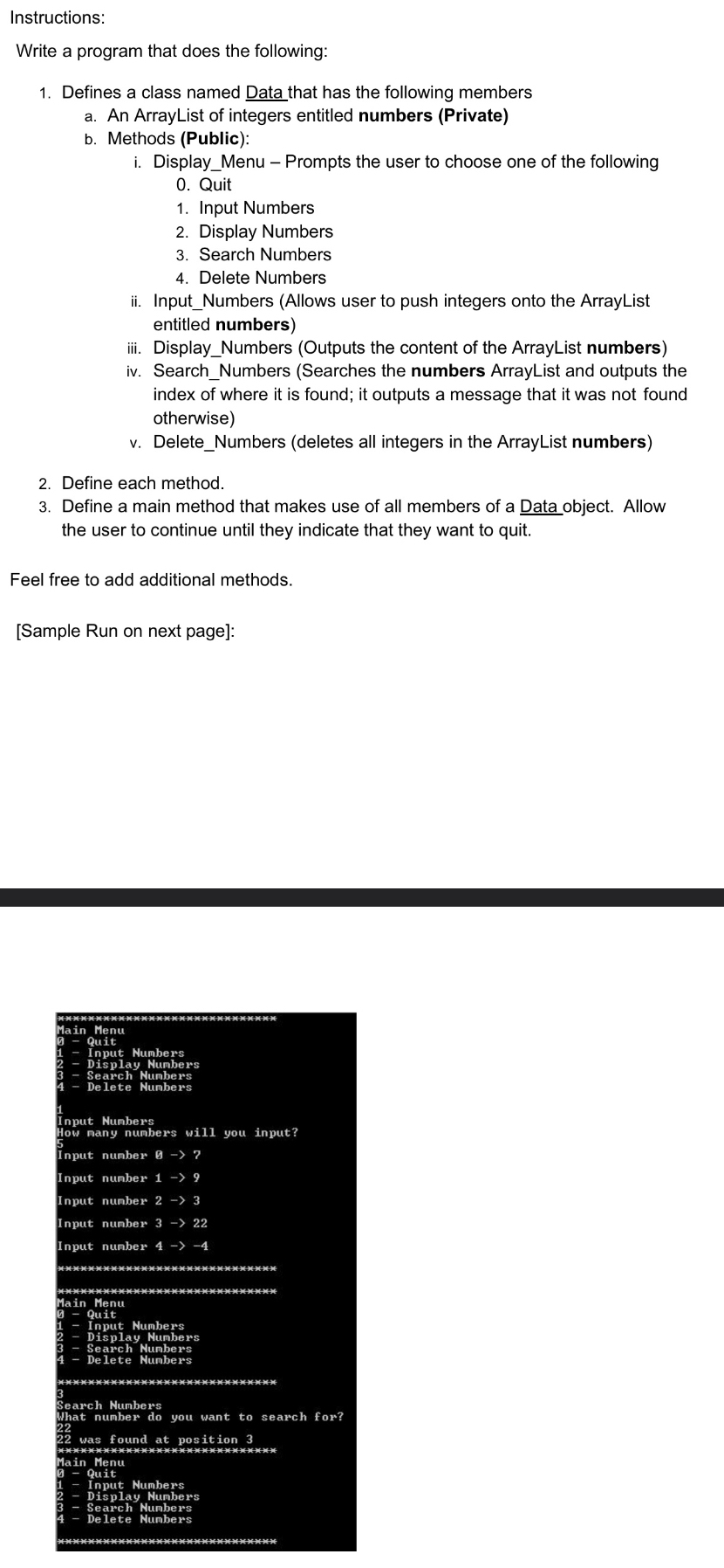 Solved Instructions:Write a program that does the | Chegg.com