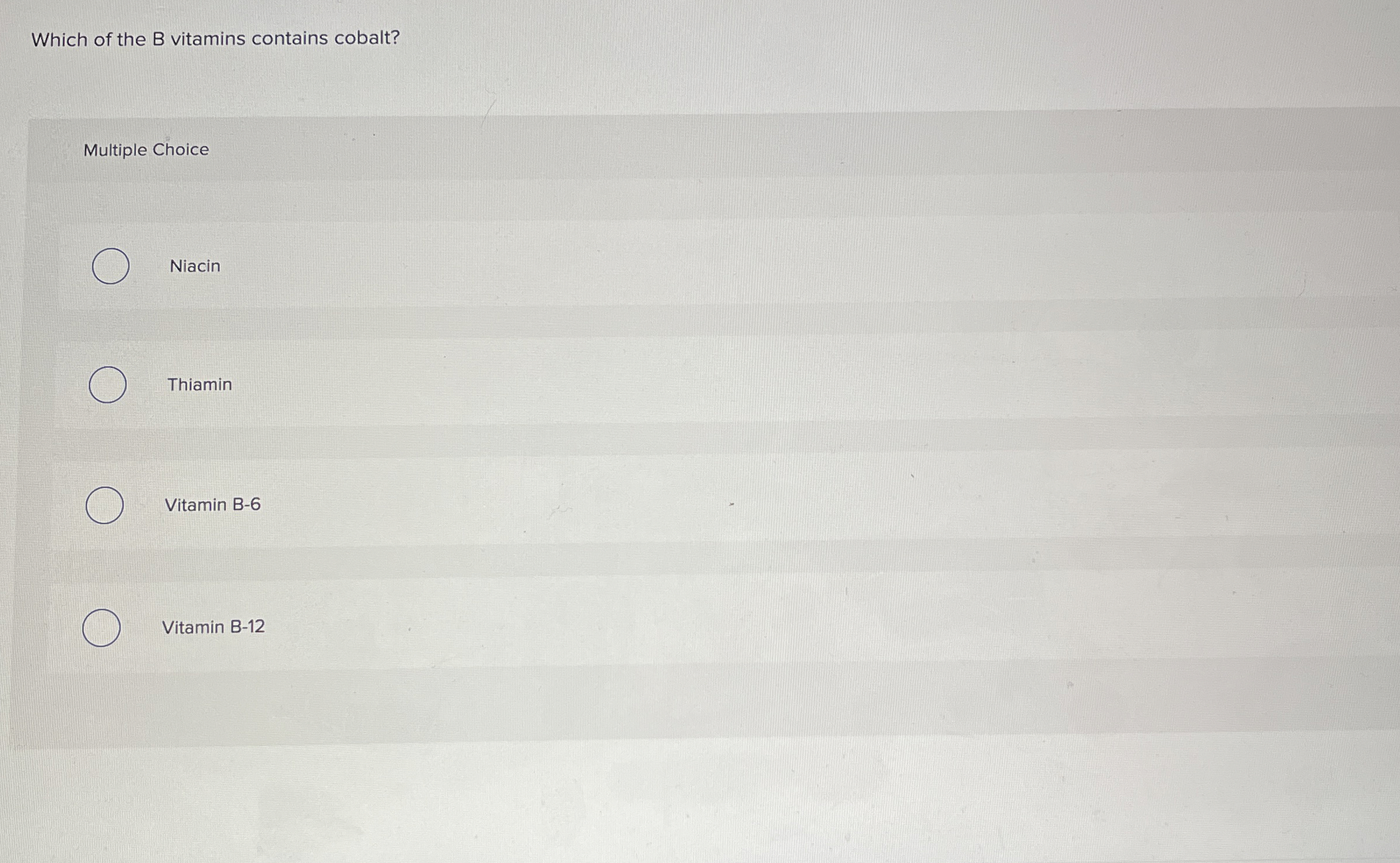 Solved Which of the B ﻿vitamins contains cobalt?Multiple