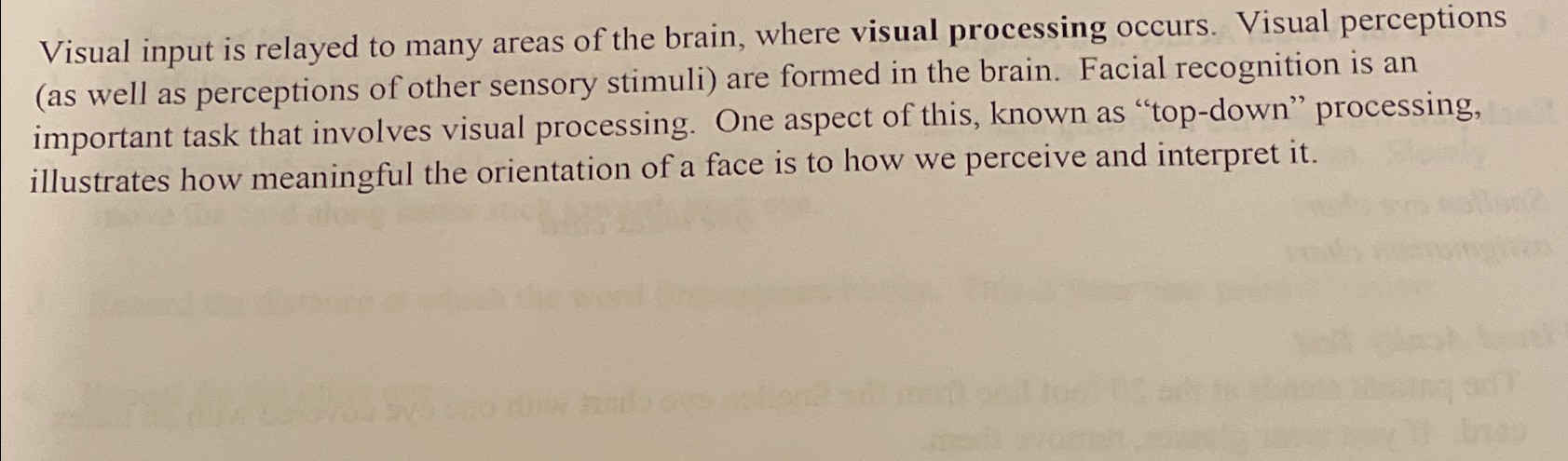 Solved Visual input is relayed to many areas of the brain, | Chegg.com