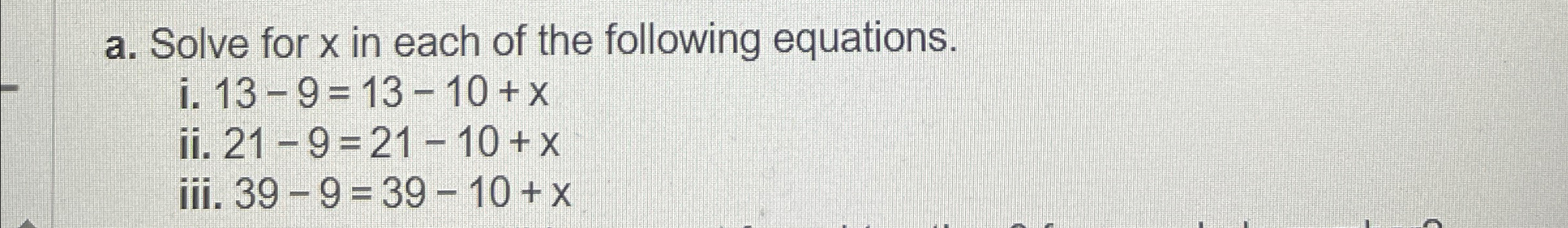 Solved a. ﻿Solve for x ﻿in each of the following | Chegg.com