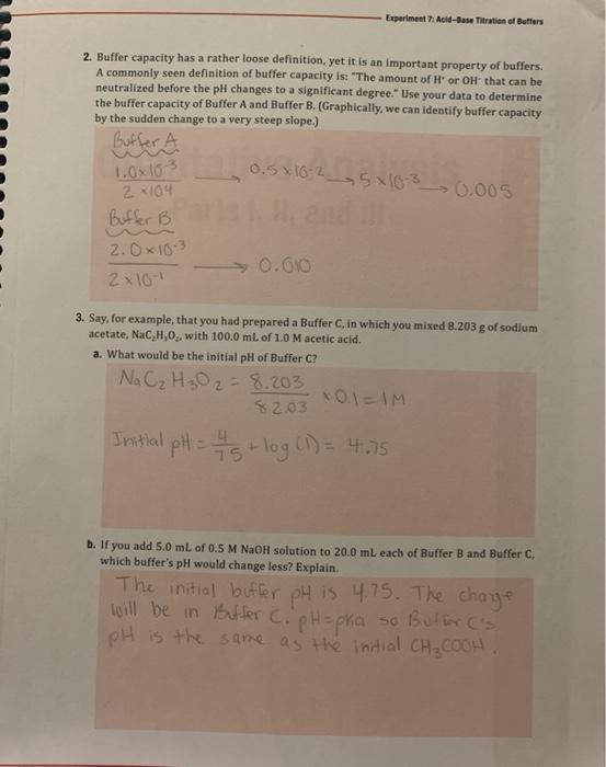 Solved Experiment 7: Acid-Base Titration of Buffers Graphs | Chegg.com