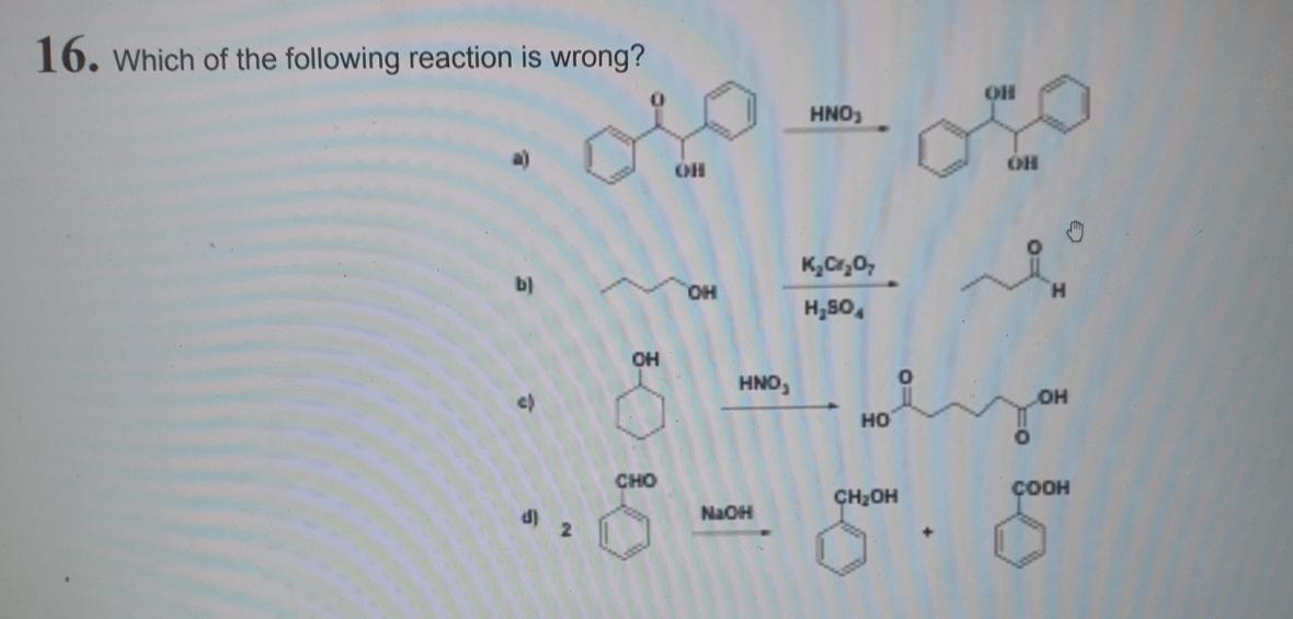 Solved Which of the following reaction is | Chegg.com