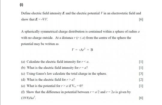 Solved (1) Define electric field intensity E and the | Chegg.com