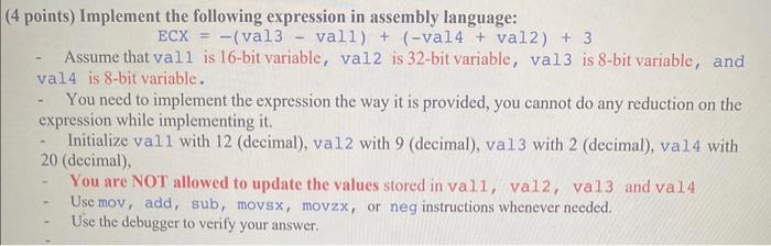 Solved (4 points) Implement the following expression in | Chegg.com