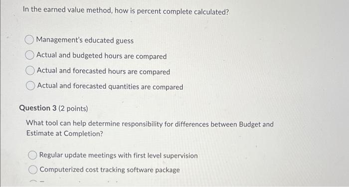 Solved In the earned value method, how is percent complete | Chegg.com
