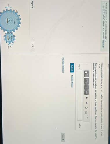 Solved A motor gives gear A an angular acceleration of | Chegg.com