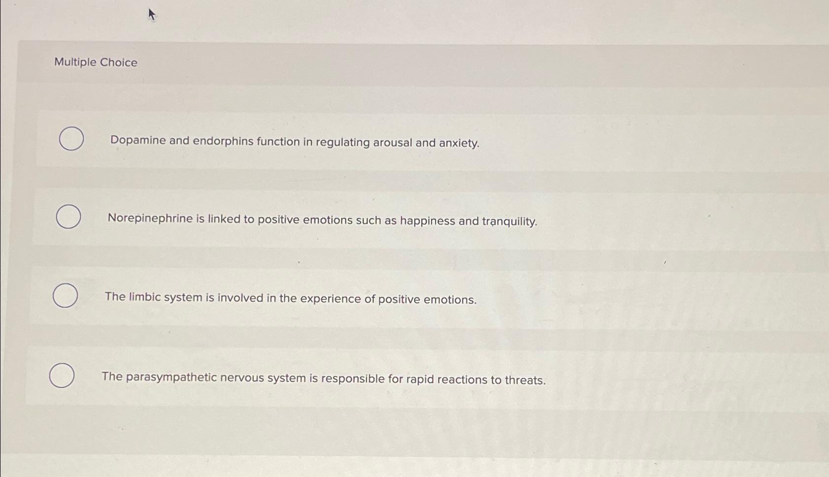 Solved Multiple ChoiceDopamine and endorphins function in