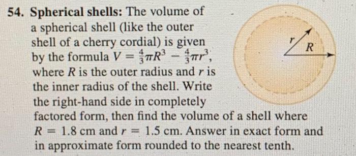 Solved 4. Spherical shells: The volume of a spherical shell | Chegg.com