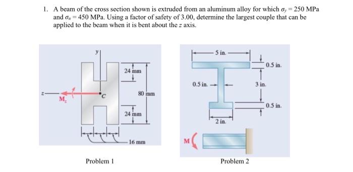 Solved 1. A Beam Of The Cross Section Shown Is Extruded From | Chegg.com