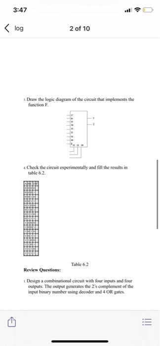 3 47 Log 2 Of 10 Draw The Logic Diagram Of The Chegg Com