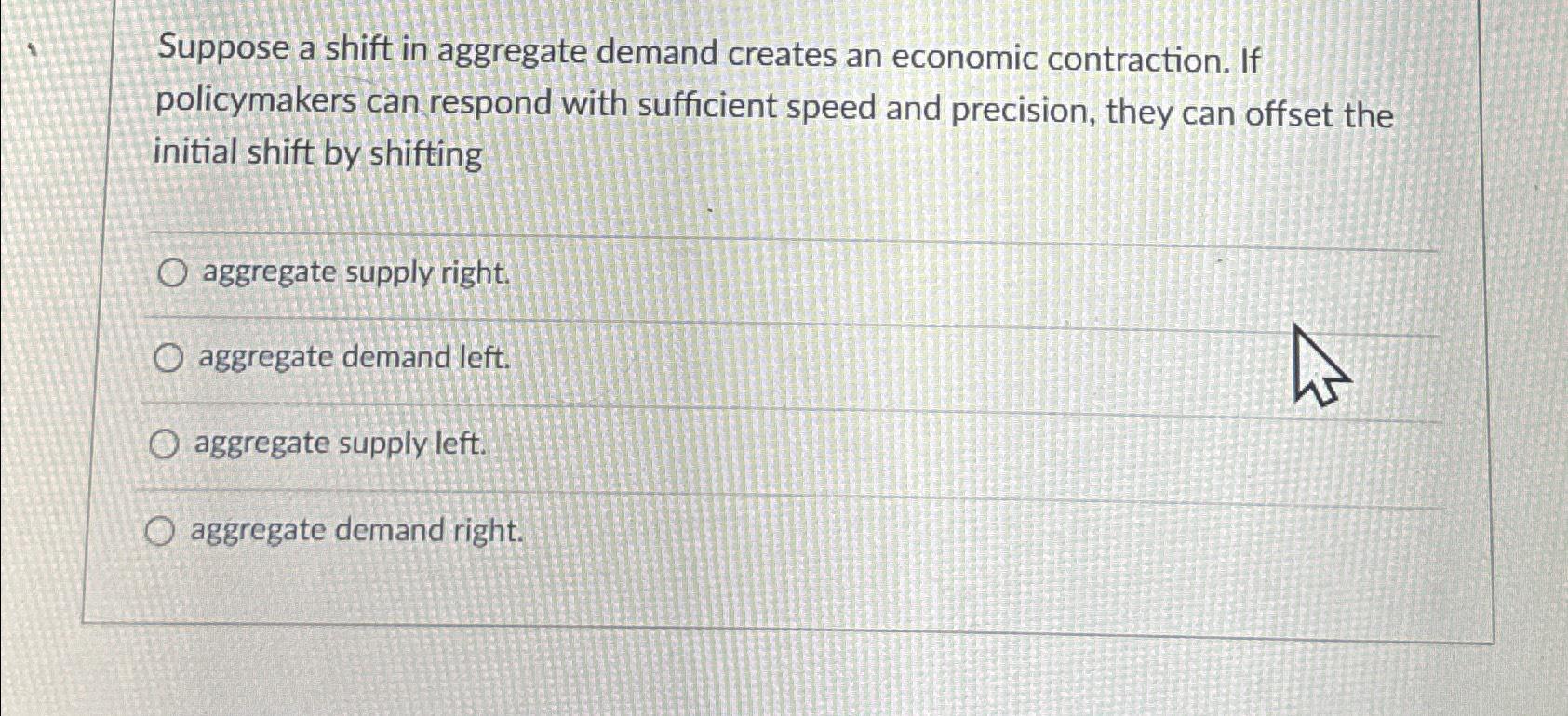 Solved Suppose a shift in aggregate demand creates an | Chegg.com