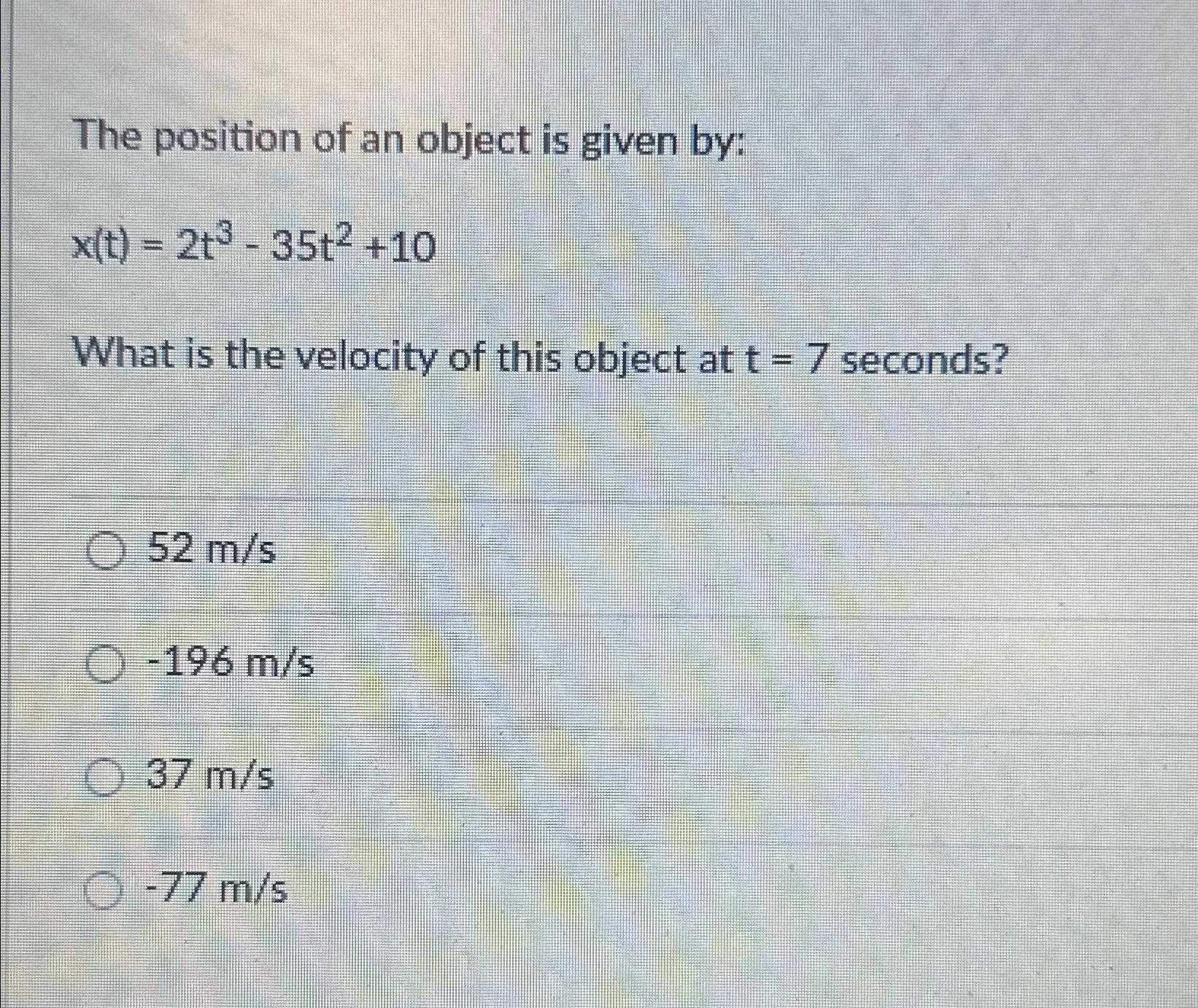 Solved The position of an object is given | Chegg.com