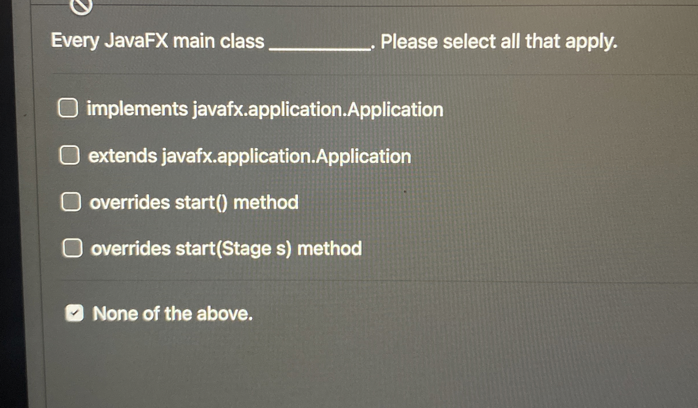 Solved Every JavaFX main class q, ﻿Please select all that | Chegg.com