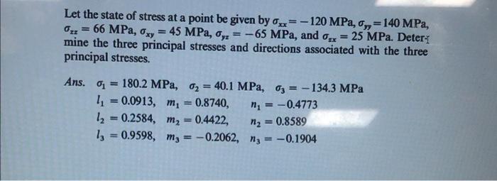 Solved Let the state of stress at a point be given by x=-120 | Chegg.com