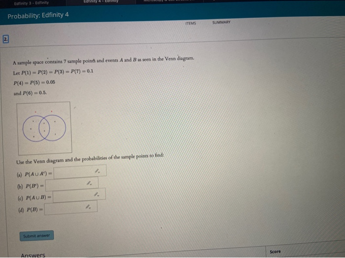 Solved Edinily 4 Edlinity 3 - Edfinity Probability: Edfinity | Chegg.com