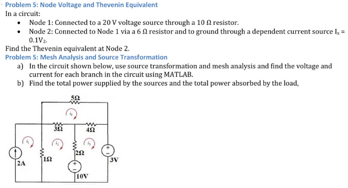 Solved Problem 5: Node Voltage and Thevenin EquivalentIn a | Chegg.com