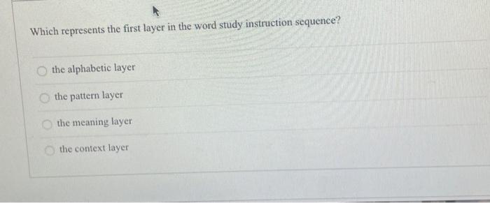 Solved Which represents the first layer in the word study | Chegg.com