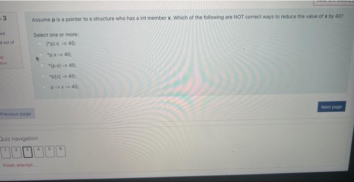 Solved Assume p is a pointer to a structure who has a int | Chegg.com
