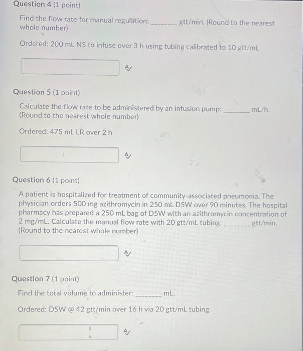 Solved Question 4 (1 point) Find the flow rate for manual | Chegg.com