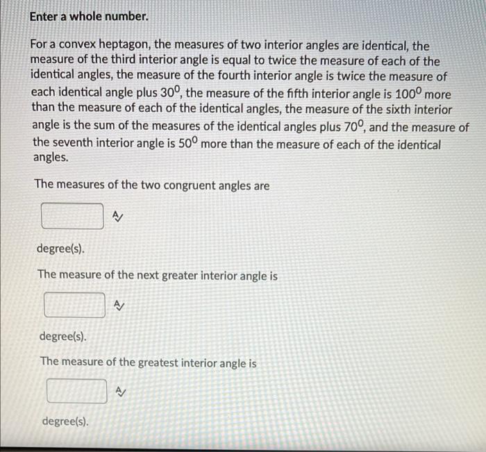 Solved Enter a whole number. For a convex heptagon, the