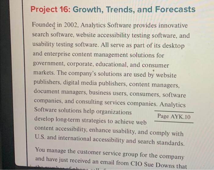 Foundect in 2002, Analytics Software provides | Chegg.com