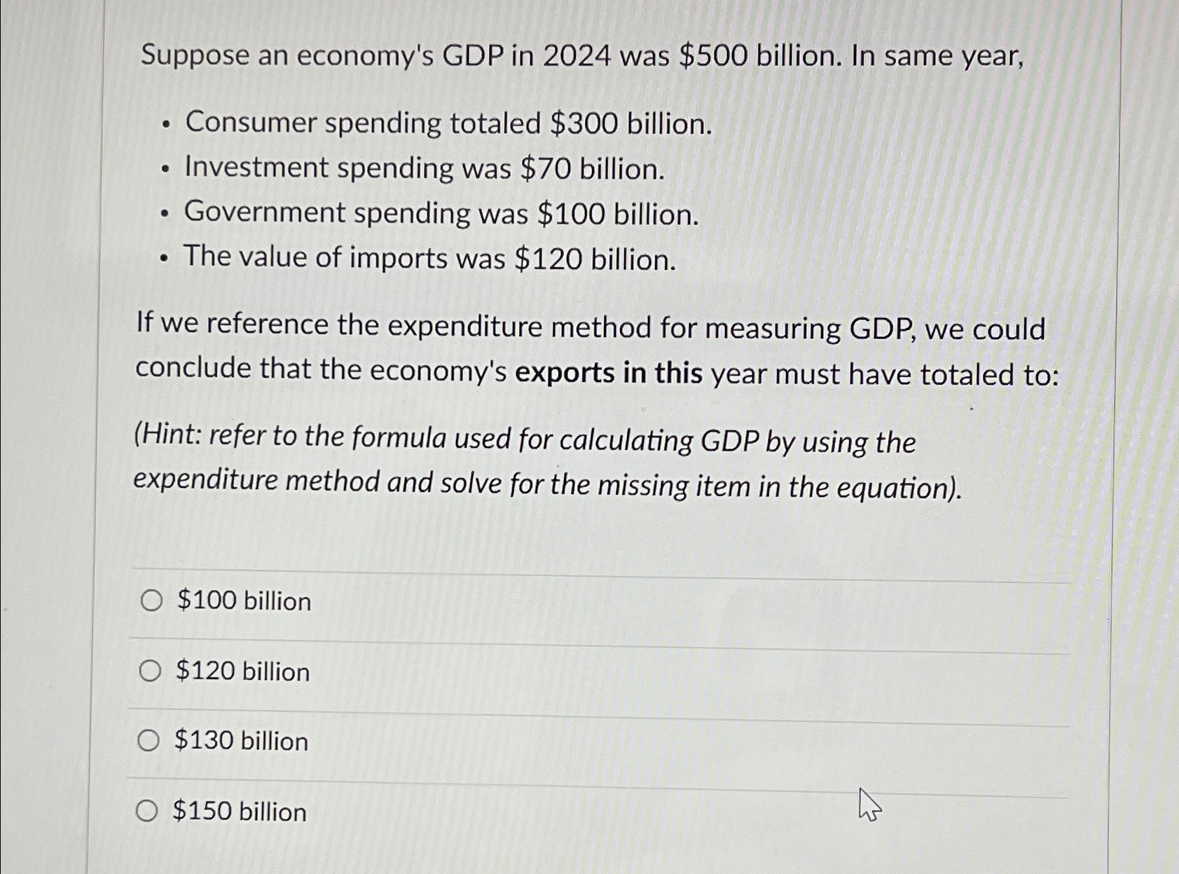 Solved Suppose An Economy S GDP In 2024 Was 500 Billion Chegg Com   Image