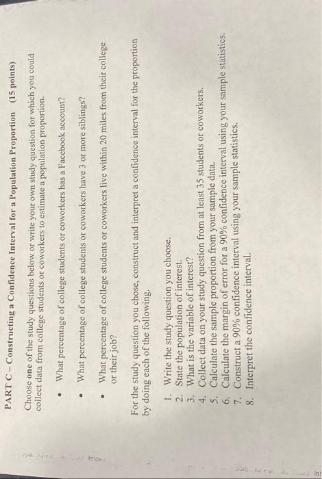 Solved PART A - Constructing a Confidence Interval for a | Chegg.com