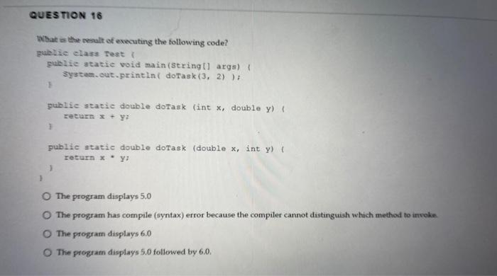 Solved QUESTION 16 What is the result of executing the | Chegg.com