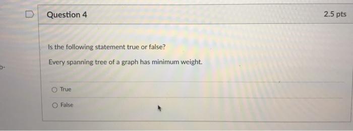 Solved Question 8 2.5 pts Consider the following graph G: 3 | Chegg.com