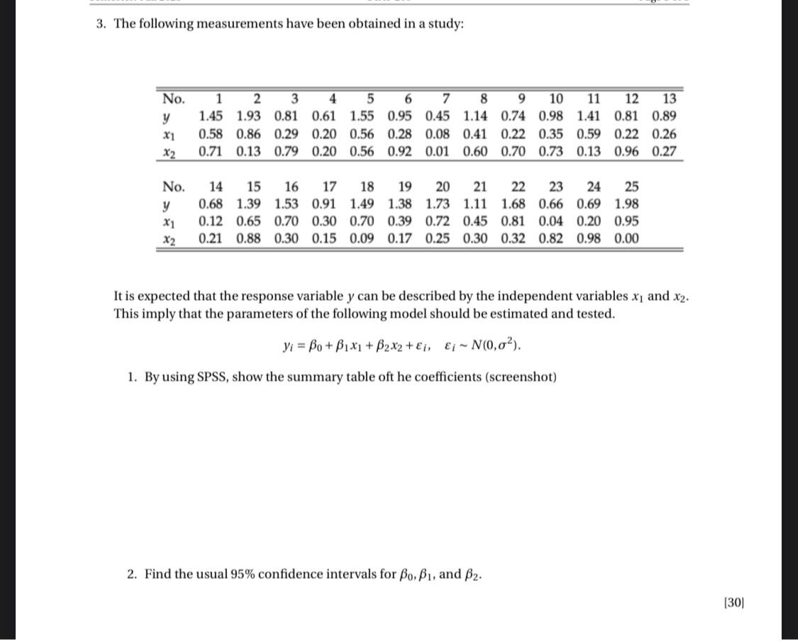 Solved The following measurements have been obtained in a | Chegg.com