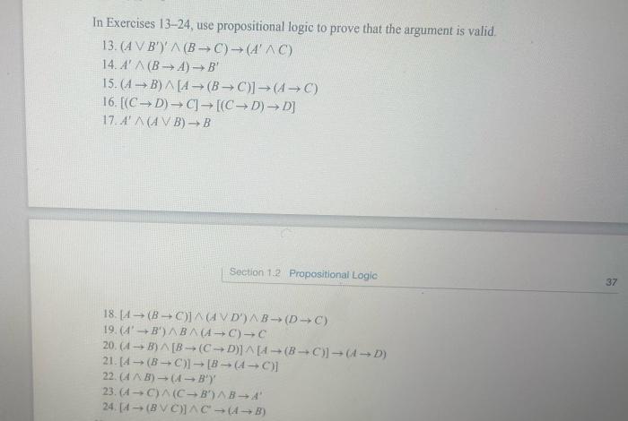 Solved In Exercises 13-24, Use Propositional Logic To Prove | Chegg.com