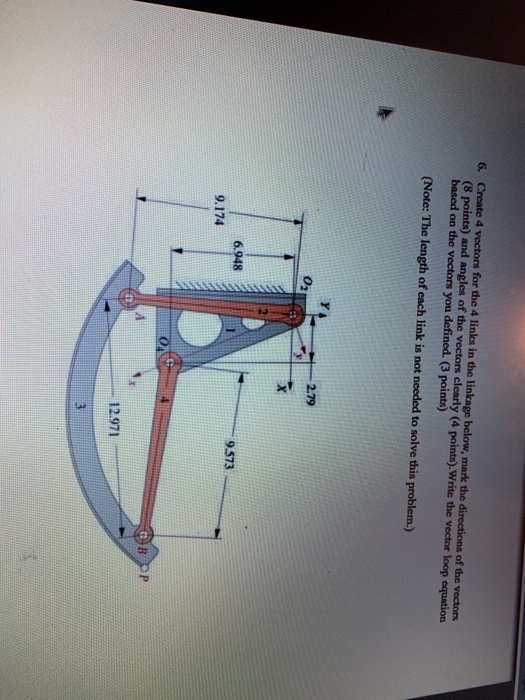 Solved 6. Create 4 vectors for the 4 links in the linkage | Chegg.com