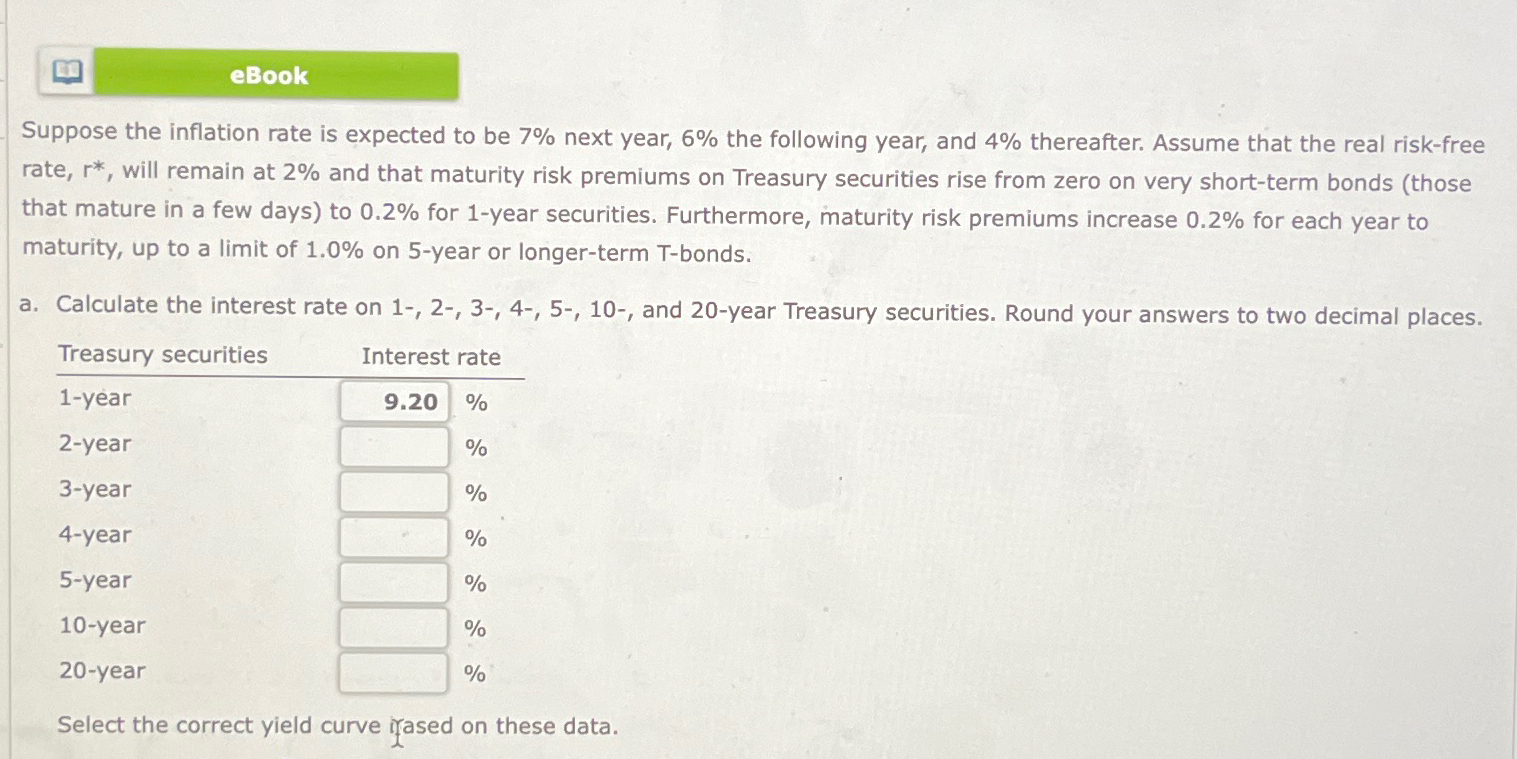 Solved eBookSuppose the inflation rate is expected to be 7% | Chegg.com