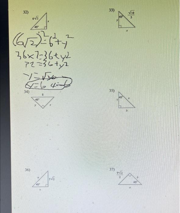 Solved find the missing side lengths leave your answers as | Chegg.com