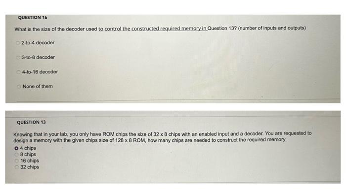 Solved What is the size of the decoder used to control the | Chegg.com