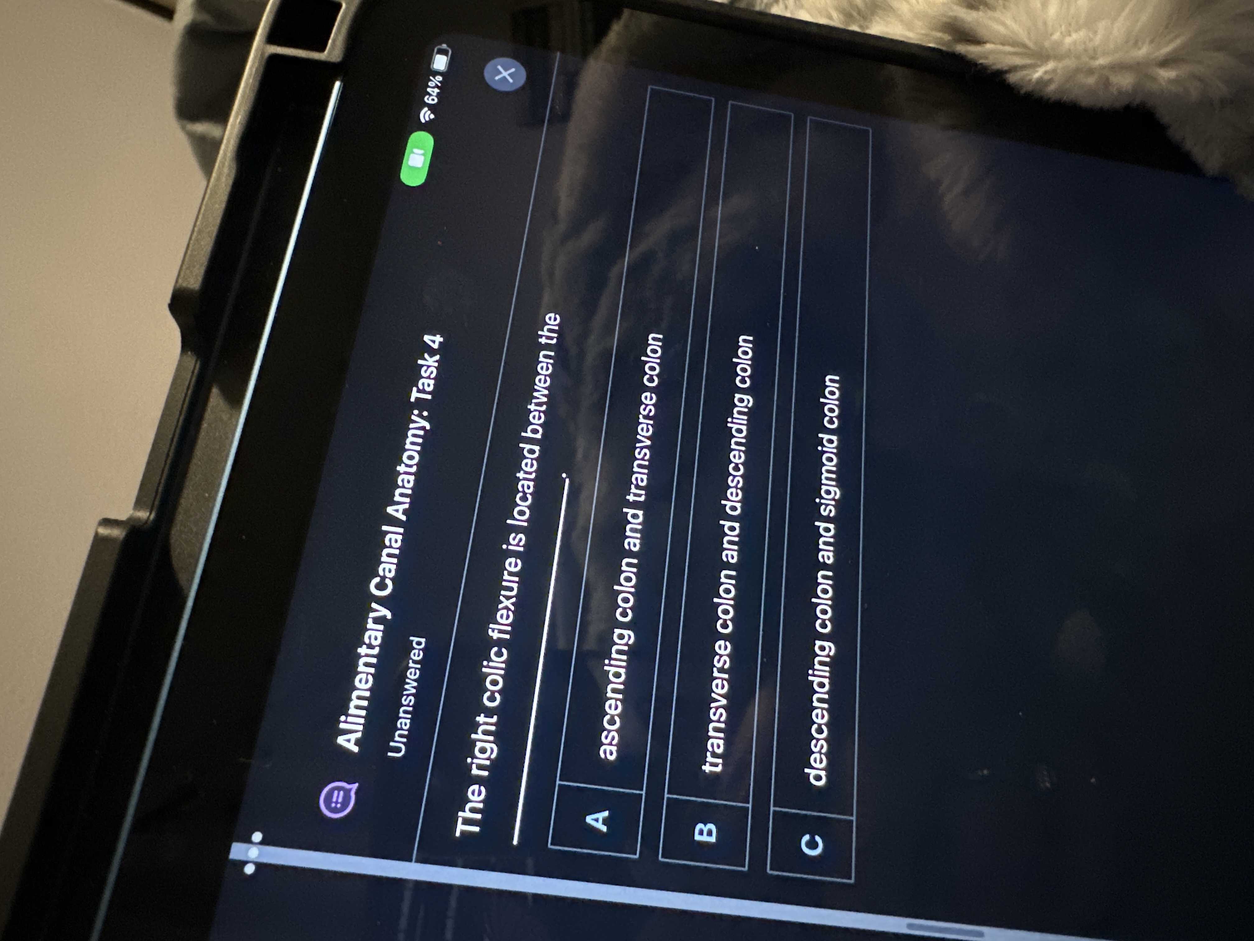 Solved The right colic flexure is located between theA
